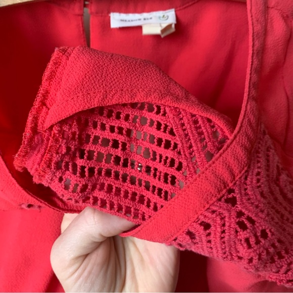 Anthro Meadow Rue pom hem crochet front top - Picture 8 of 8